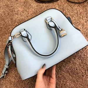 Baby blue faux leather purse